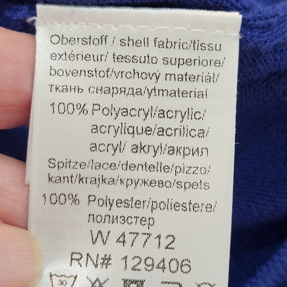 Alessa W Collection Decorative Cut Out Long Sleeve Blue Sweater Size 12 - Picture 8 of 12